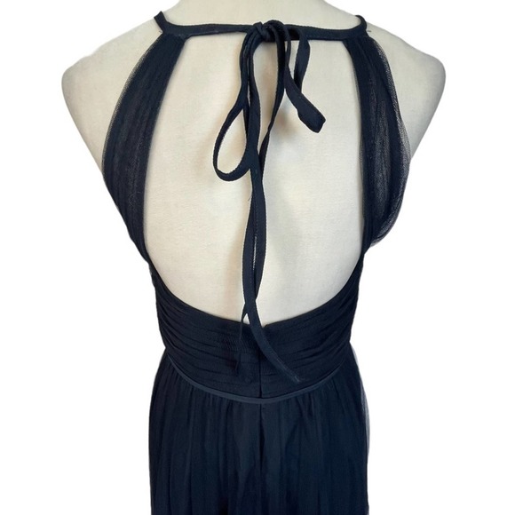 Marchesa Notte Halter Tulle Draped Bridesmaid Dress BM1110  Size 8 Navy - Picture 5 of 9